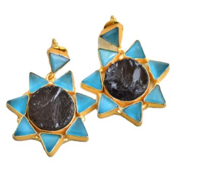 Golden Midnight Glow Stud Earrings