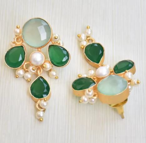 Luxe Pearl & Emerald Drop Earrings