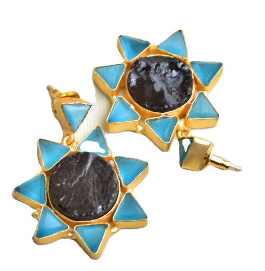 Golden Midnight Glow Stud Earrings